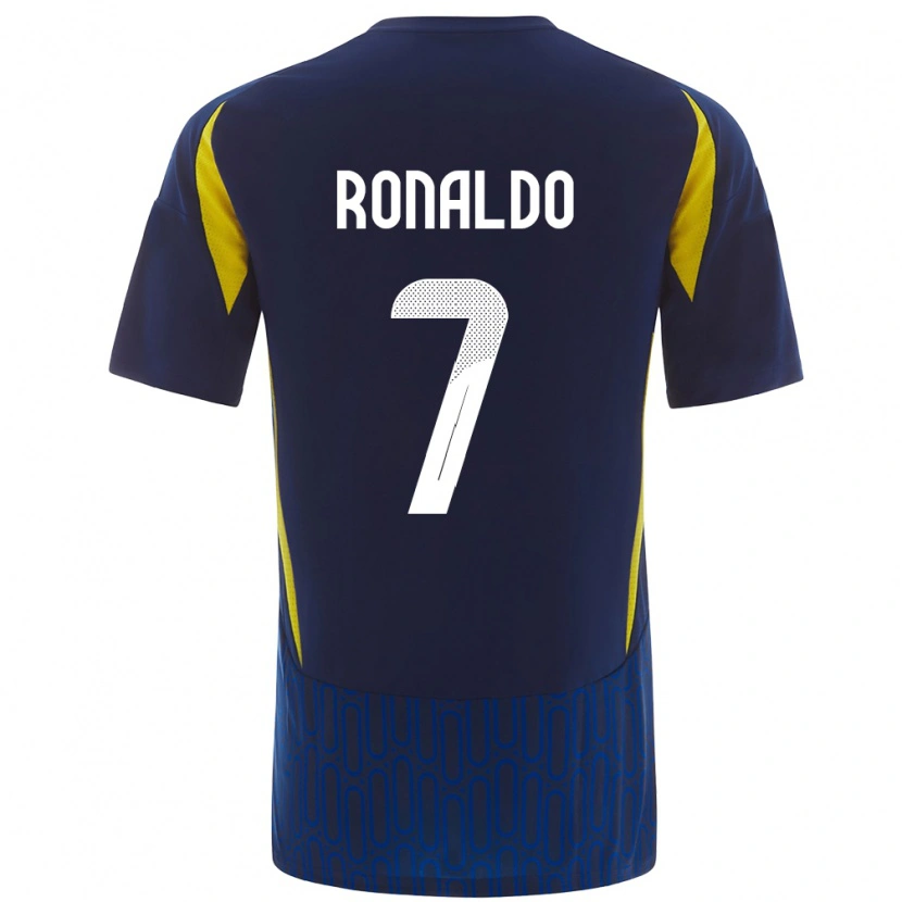 Danxen Mann Cristiano Ronaldo #7 Blå Gul Bortetrøye Drakt Trøye 2024/25 Skjorter T-Skjorte