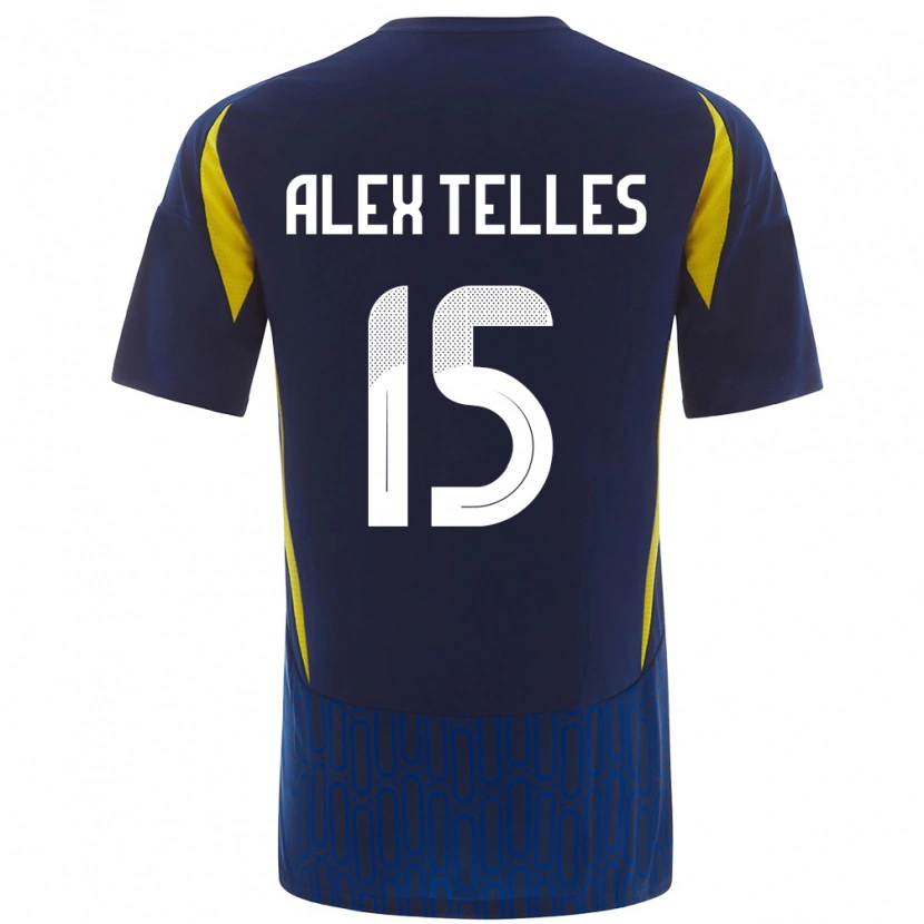 Danxen Mann Alex Telles #15 Blå Gul Bortetrøye Drakt Trøye 2024/25 Skjorter T-Skjorte