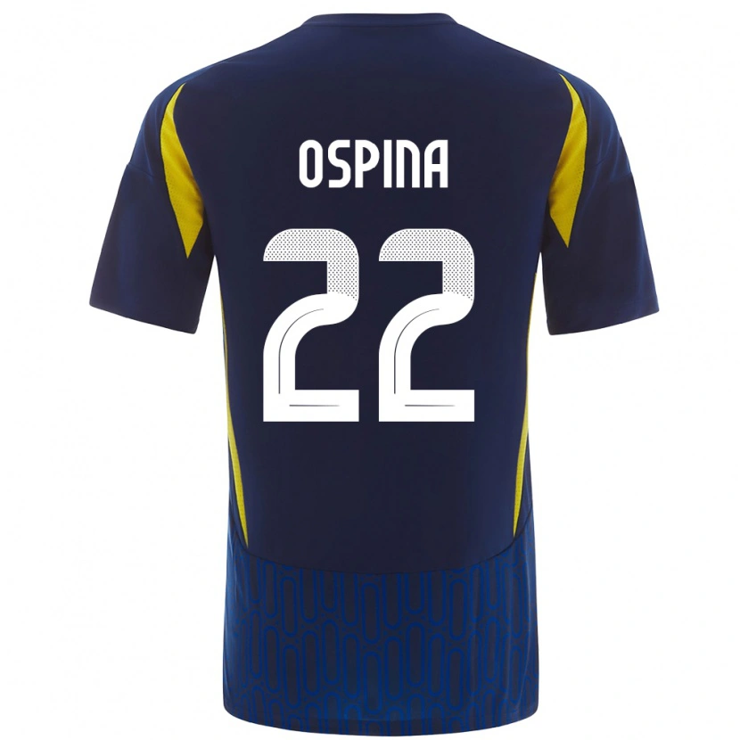 Danxen Mann David Ospina #22 Blå Gul Bortetrøye Drakt Trøye 2024/25 Skjorter T-Skjorte