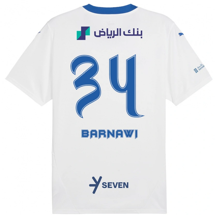 Danxen Mann Saleh Barnawi #34 Hvit Blå Bortetrøye Drakt Trøye 2024/25 Skjorter T-Skjorte