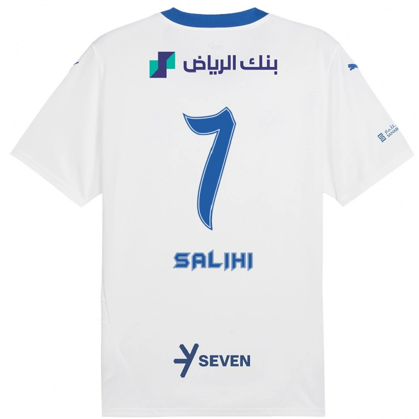 Danxen Mann Shokhan Salihi #7 Hvit Blå Bortetrøye Drakt Trøye 2024/25 Skjorter T-Skjorte