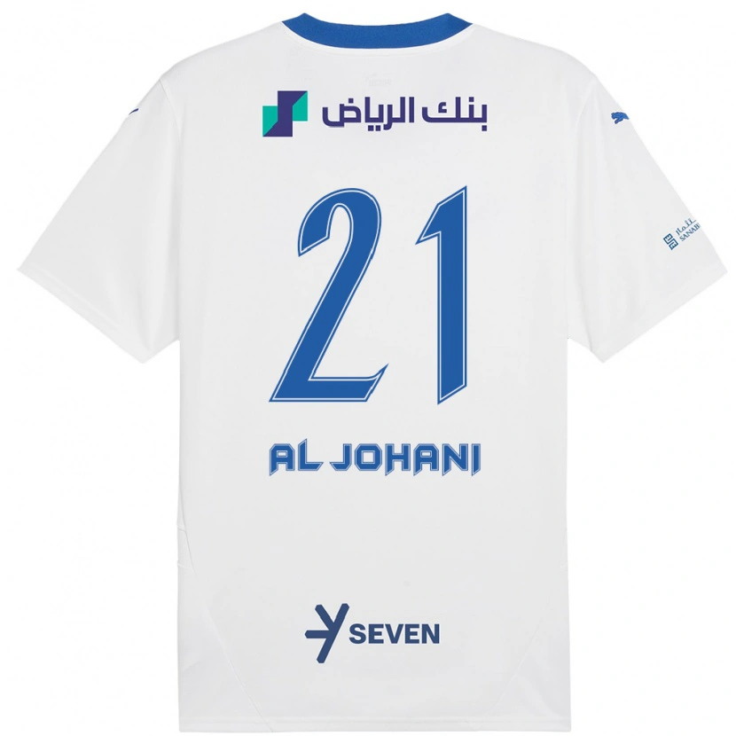 Danxen Mann Joury Al-Johani #21 Hvit Blå Bortetrøye Drakt Trøye 2024/25 Skjorter T-Skjorte