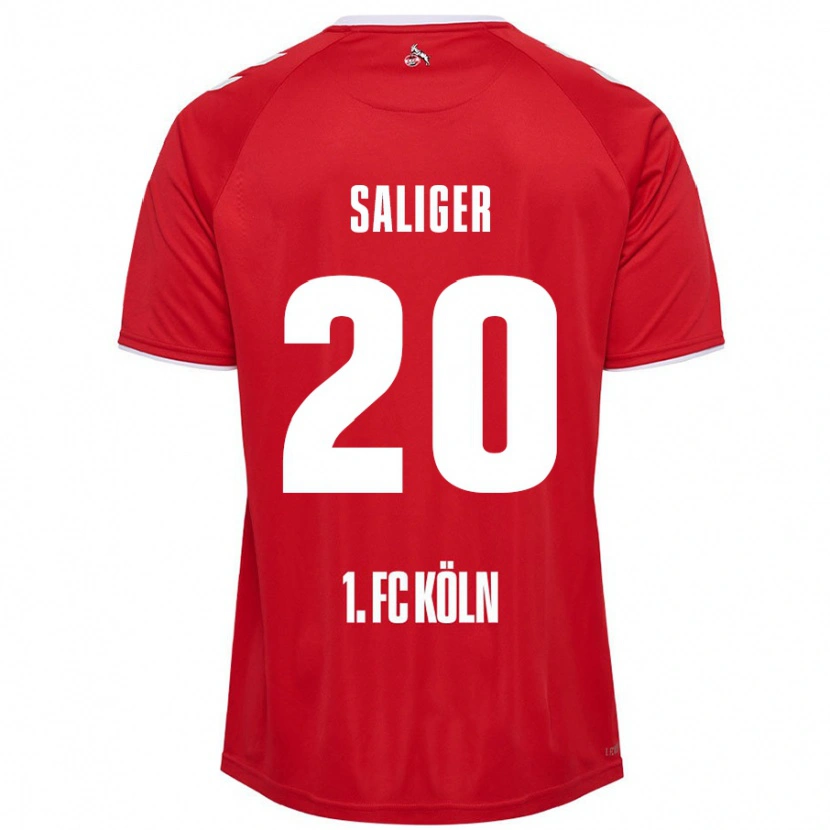 Danxen Mann Jonas Saliger #20 Rød Hvit Bortetrøye Drakt Trøye 2024/25 Skjorter T-Skjorte