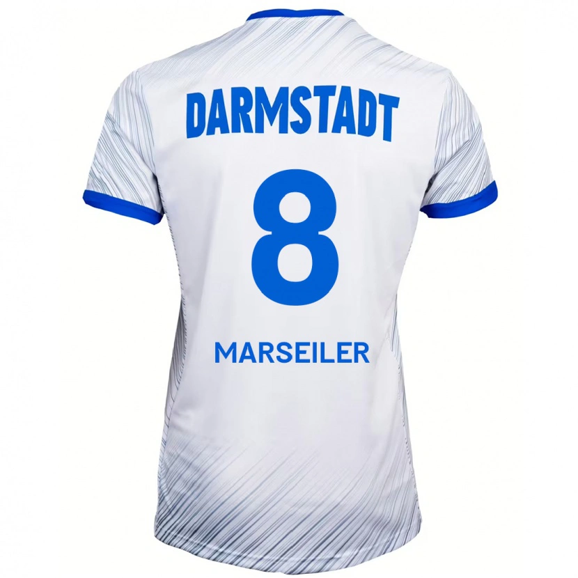 Danxen Mann Luca Marseiler #8 Hvit Blå Bortetrøye Drakt Trøye 2024/25 Skjorter T-Skjorte
