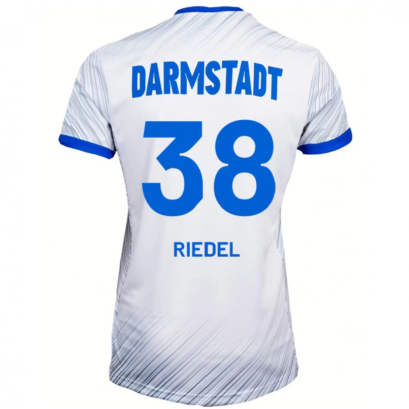 Danxen Mann Clemens Riedel #38 Hvit Blå Bortetrøye Drakt Trøye 2024/25 Skjorter T-Skjorte