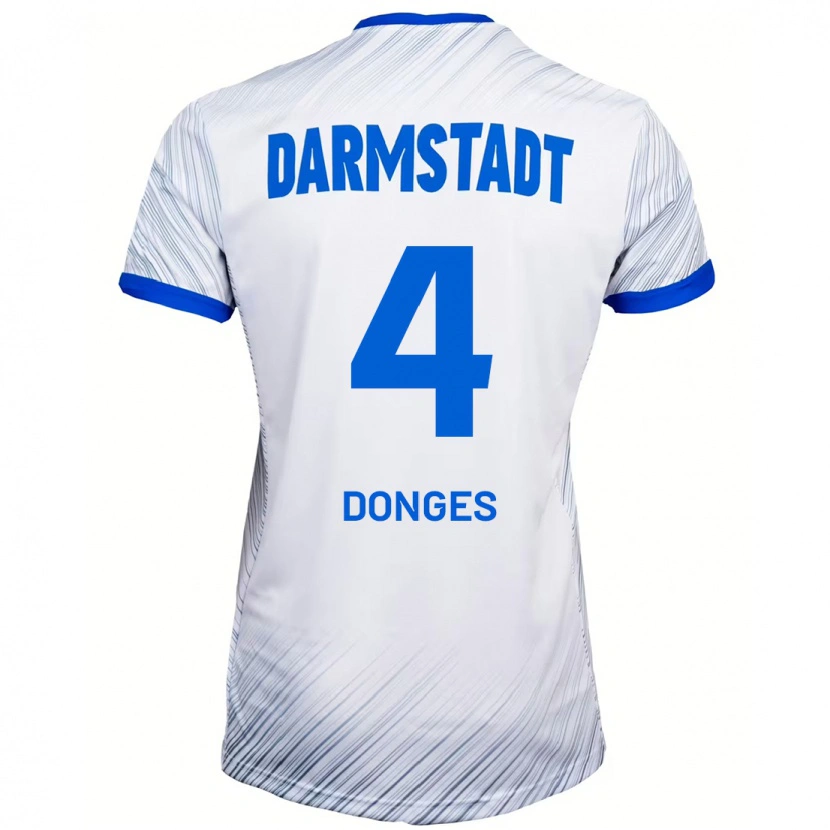 Danxen Mann Julian Donges #4 Hvit Blå Bortetrøye Drakt Trøye 2024/25 Skjorter T-Skjorte