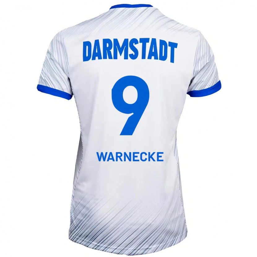 Danxen Mann Ben Warnecke #9 Hvit Blå Bortetrøye Drakt Trøye 2024/25 Skjorter T-Skjorte