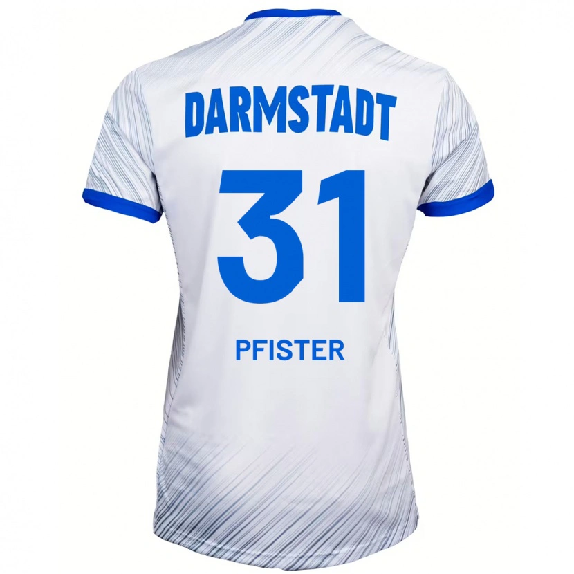 Danxen Mann Max Pfister #31 Hvit Blå Bortetrøye Drakt Trøye 2024/25 Skjorter T-Skjorte