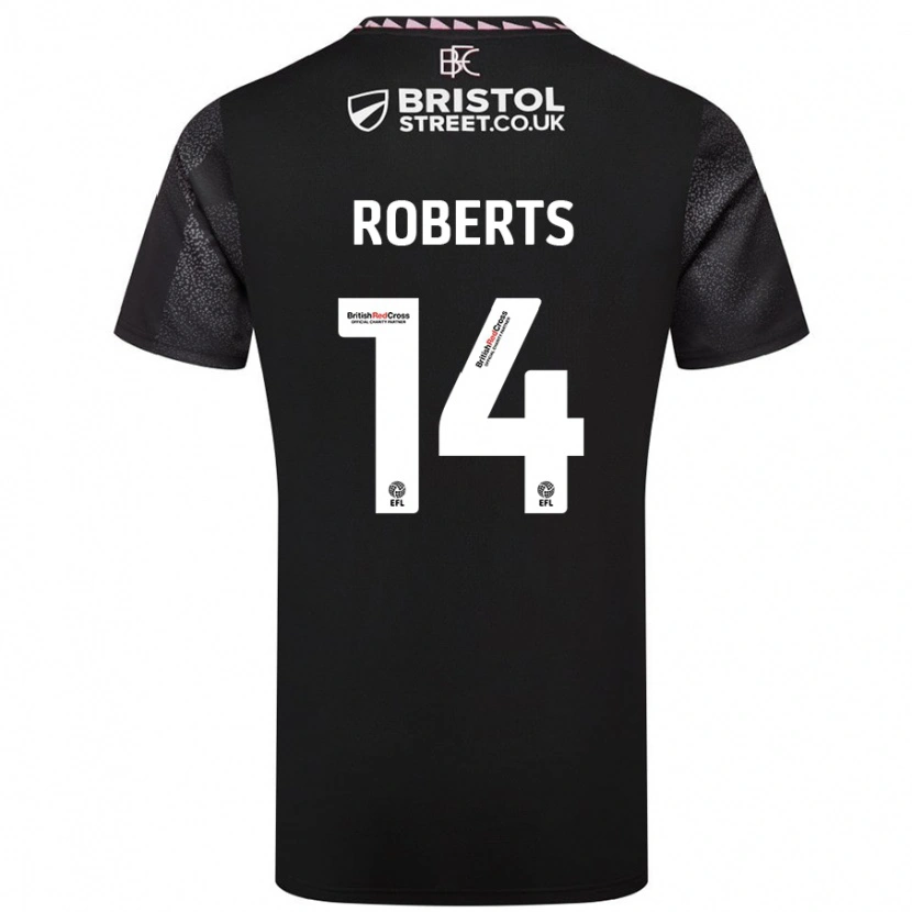 Danxen Mann Connor Roberts #14 Svart Bortetrøye Drakt Trøye 2024/25 Skjorter T-Skjorte
