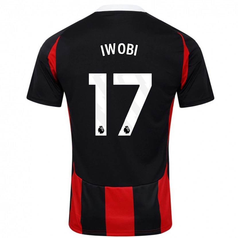 Danxen Mann Alex Iwobi #17 Svart Rød Bortetrøye Drakt Trøye 2024/25 Skjorter T-Skjorte