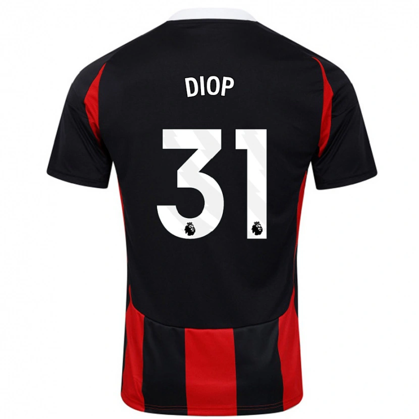 Danxen Mann Issa Diop #31 Svart Rød Bortetrøye Drakt Trøye 2024/25 Skjorter T-Skjorte