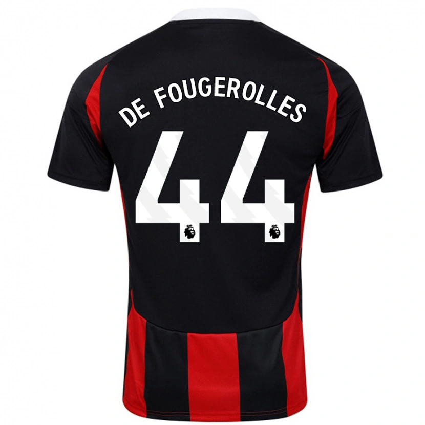 Danxen Mann Luc De Fougerolles #44 Svart Rød Bortetrøye Drakt Trøye 2024/25 Skjorter T-Skjorte