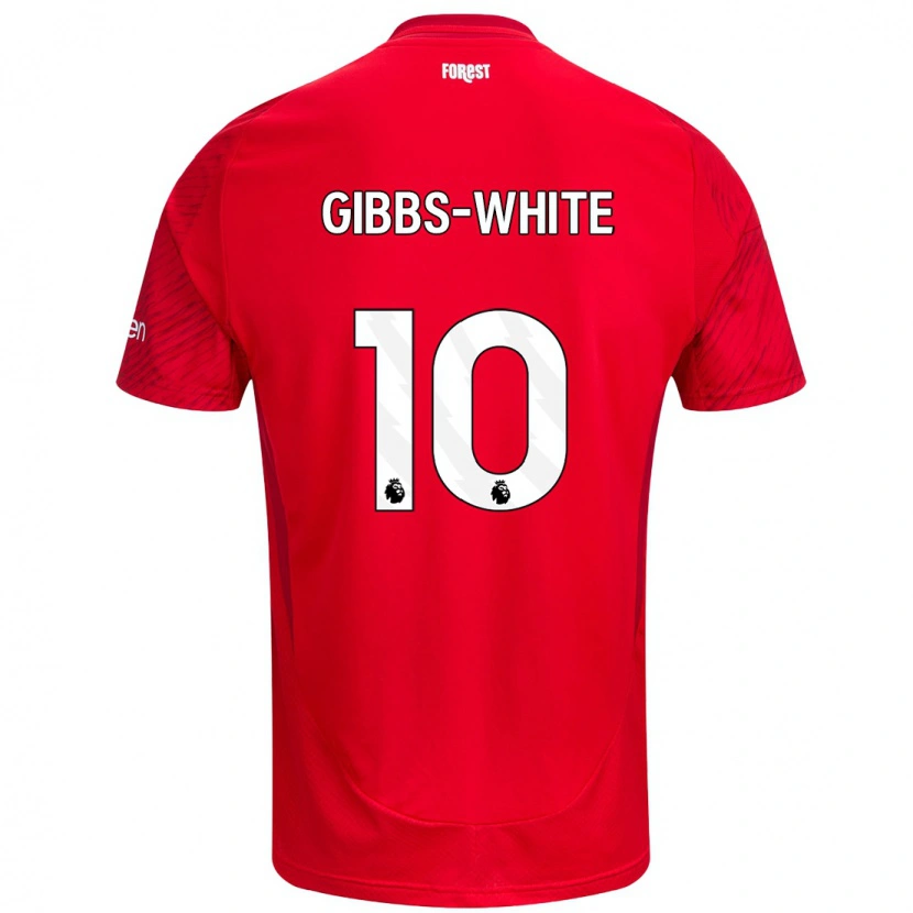 Danxen Dame Morgan Gibbs-White #10 Rød Hvit Hjemmetrøye Drakt Trøye 2024/25 Skjorter T-Skjorte