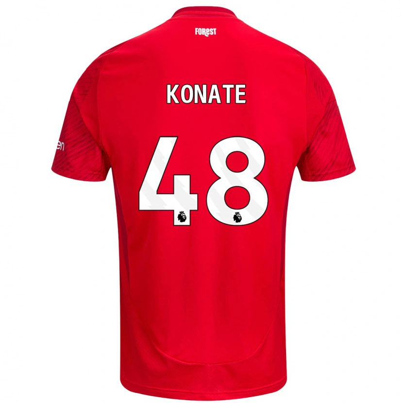 Danxen Dame Ateef Konaté #48 Rød Hvit Hjemmetrøye Drakt Trøye 2024/25 Skjorter T-Skjorte