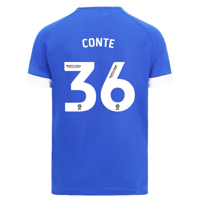 Danxen Dame Raheem Conte #36 Himmelblå Hjemmetrøye Drakt Trøye 2024/25 Skjorter T-Skjorte