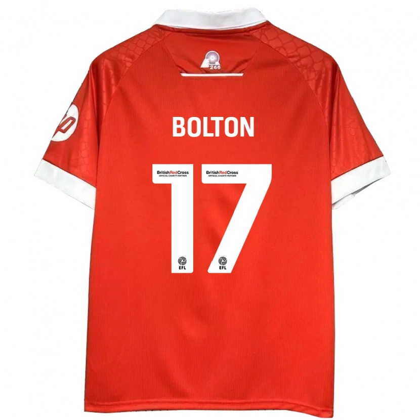 Danxen Dame Luke Bolton #17 Rød Hvit Hjemmetrøye Drakt Trøye 2024/25 Skjorter T-Skjorte