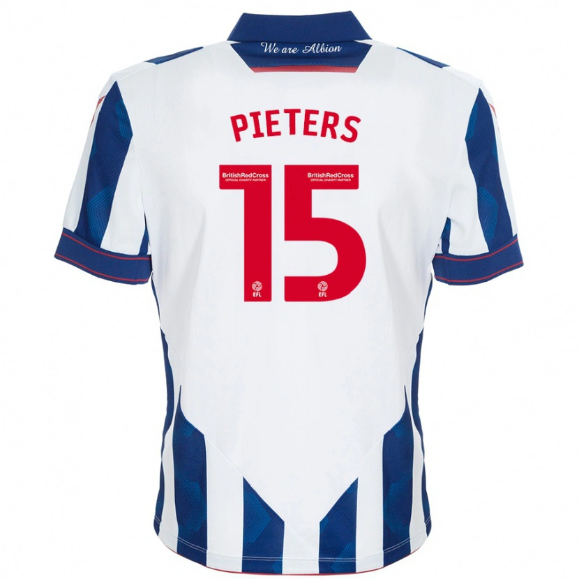 Danxen Dame Erik Pieters #15 Hvit Mørkeblå Hjemmetrøye Drakt Trøye 2024/25 Skjorter T-Skjorte