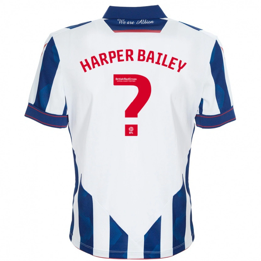 Danxen Dame Aaron Harper-Bailey #0 Hvit Mørkeblå Hjemmetrøye Drakt Trøye 2024/25 Skjorter T-Skjorte