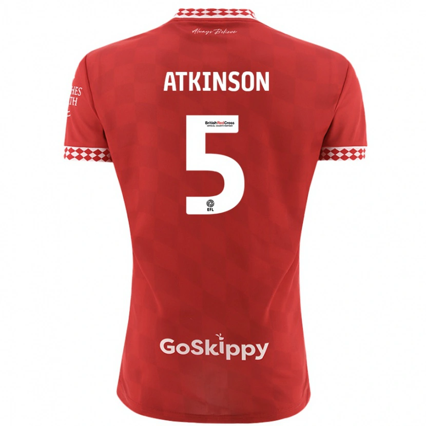 Danxen Dame Rob Atkinson #5 Rød Hjemmetrøye Drakt Trøye 2024/25 Skjorter T-Skjorte