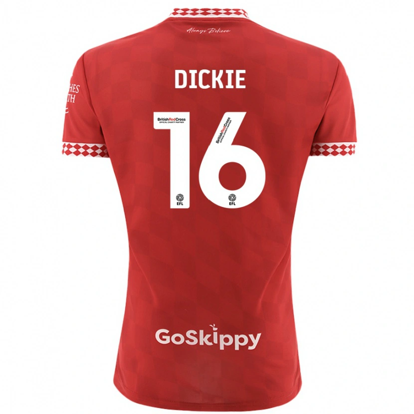 Danxen Dame Rob Dickie #16 Rød Hjemmetrøye Drakt Trøye 2024/25 Skjorter T-Skjorte
