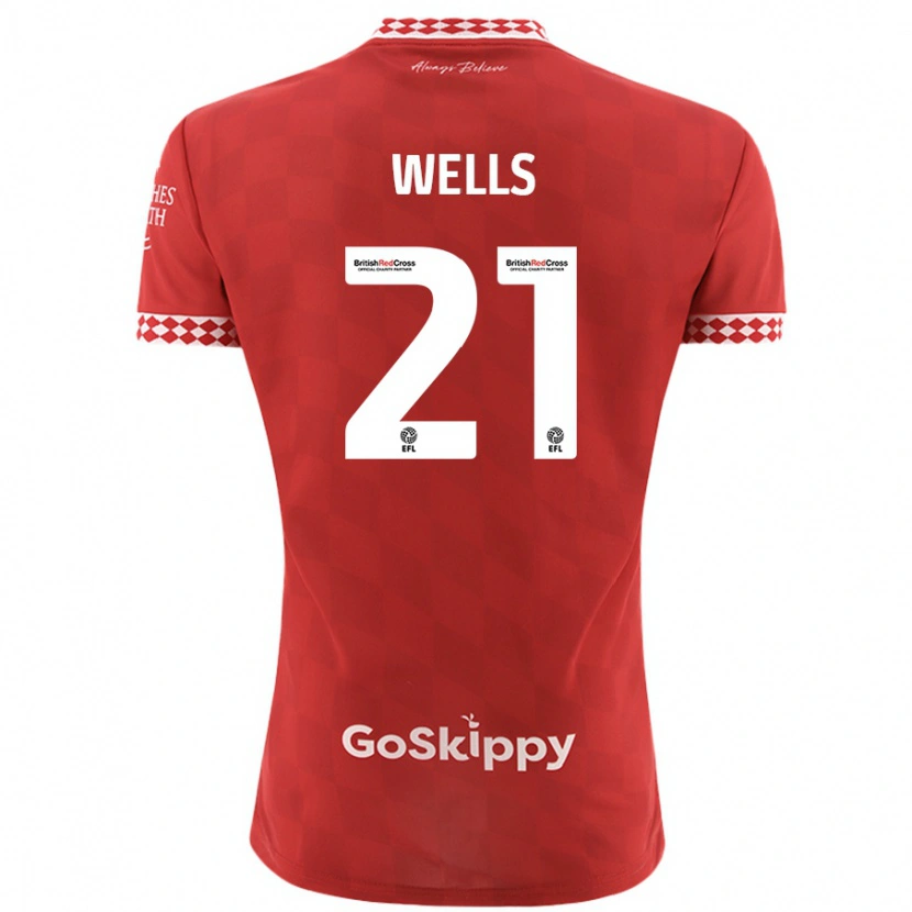Danxen Dame Nahki Wells #21 Rød Hjemmetrøye Drakt Trøye 2024/25 Skjorter T-Skjorte