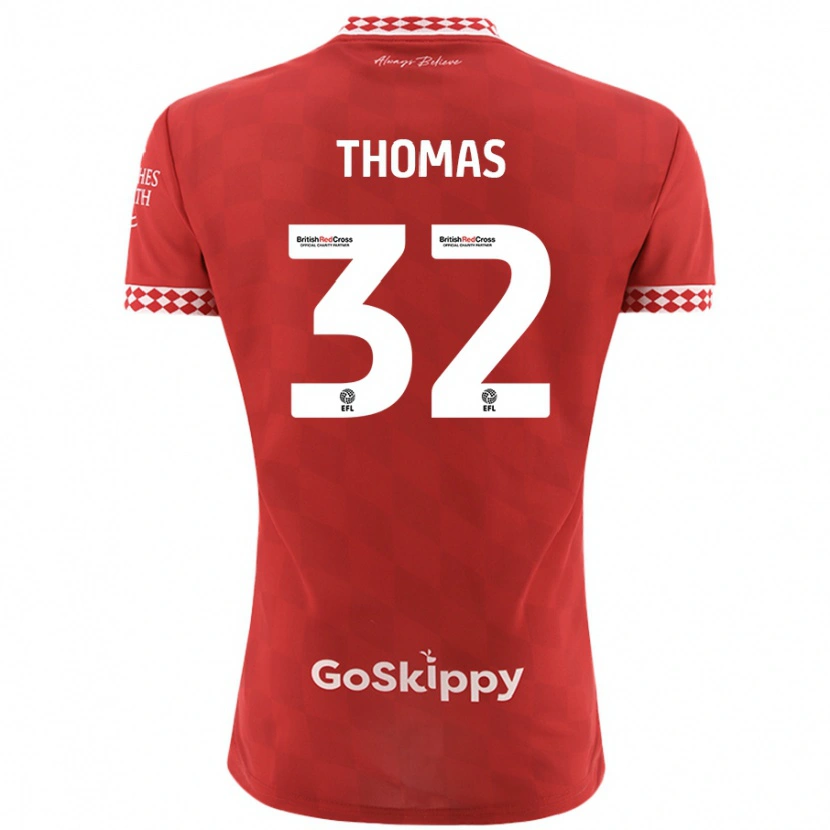 Danxen Dame Lewis Thomas #32 Rød Hjemmetrøye Drakt Trøye 2024/25 Skjorter T-Skjorte