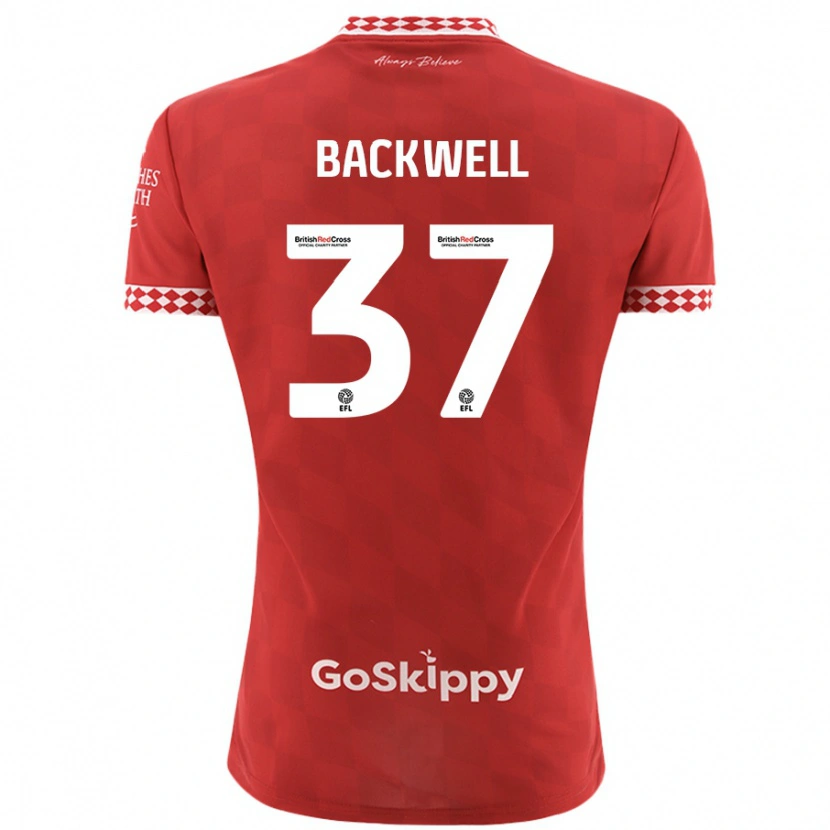 Danxen Dame Tommy Backwell #37 Rød Hjemmetrøye Drakt Trøye 2024/25 Skjorter T-Skjorte