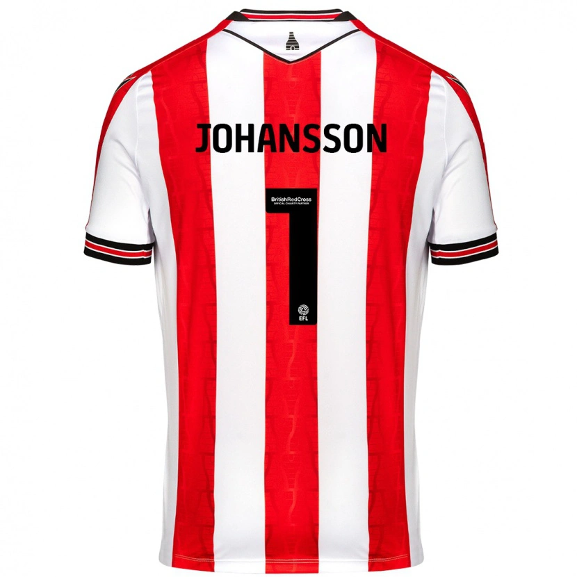 Danxen Dame Viktor Johansson #1 Rød Hvit Hjemmetrøye Drakt Trøye 2024/25 Skjorter T-Skjorte