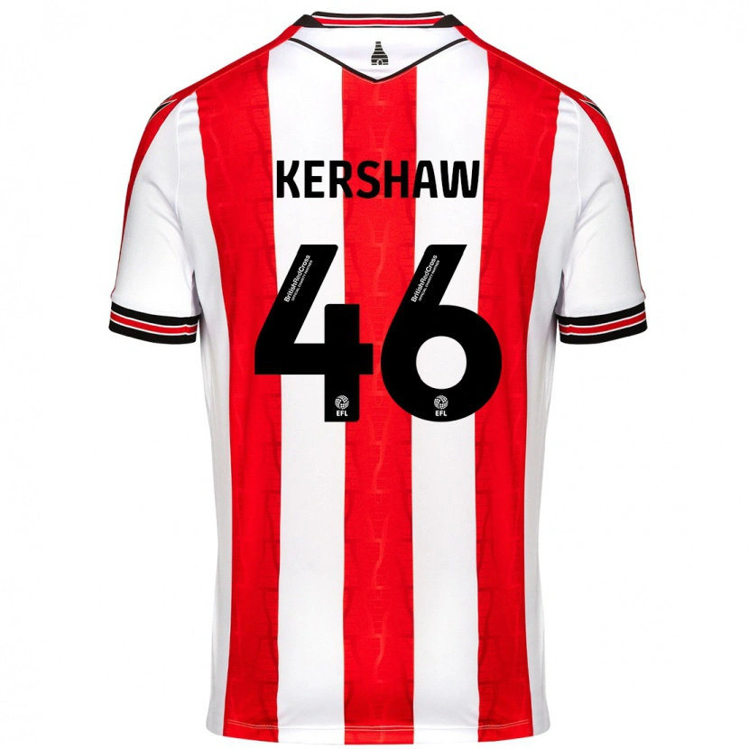 Danxen Dame Ben Kershaw #46 Rød Hvit Hjemmetrøye Drakt Trøye 2024/25 Skjorter T-Skjorte