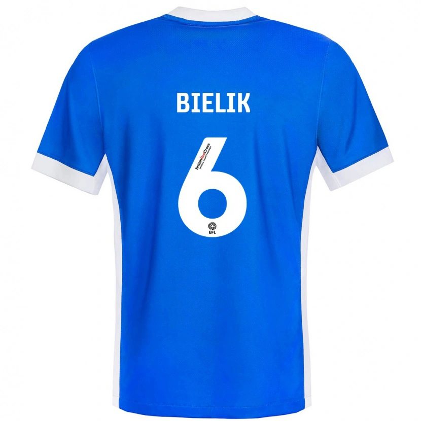 Danxen Dame Krystian Bielik #6 Blå Hvit Hjemmetrøye Drakt Trøye 2024/25 Skjorter T-Skjorte
