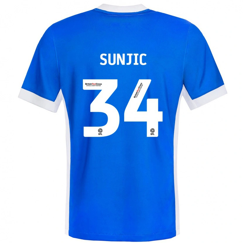 Danxen Dame Ivan Sunjic #34 Blå Hvit Hjemmetrøye Drakt Trøye 2024/25 Skjorter T-Skjorte
