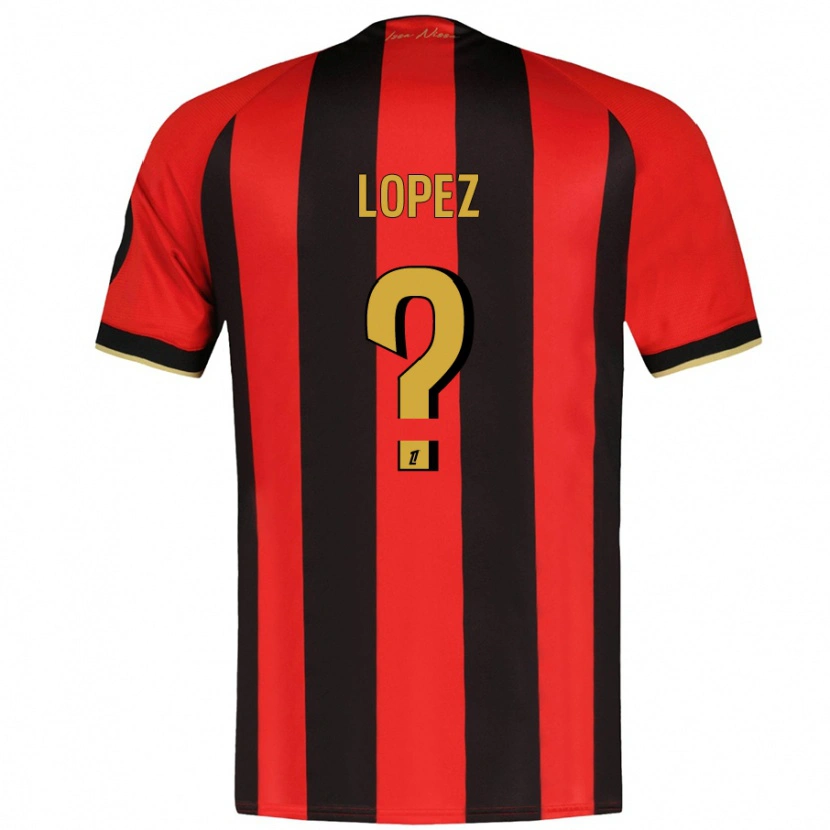 Danxen Dame Kylian Lopez #0 Rød Svart Hjemmetrøye Drakt Trøye 2024/25 Skjorter T-Skjorte