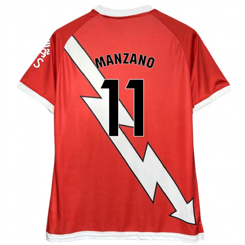 Danxen Dame Sergio Manzano #11 Hvit Rød Hjemmetrøye Drakt Trøye 2024/25 Skjorter T-Skjorte