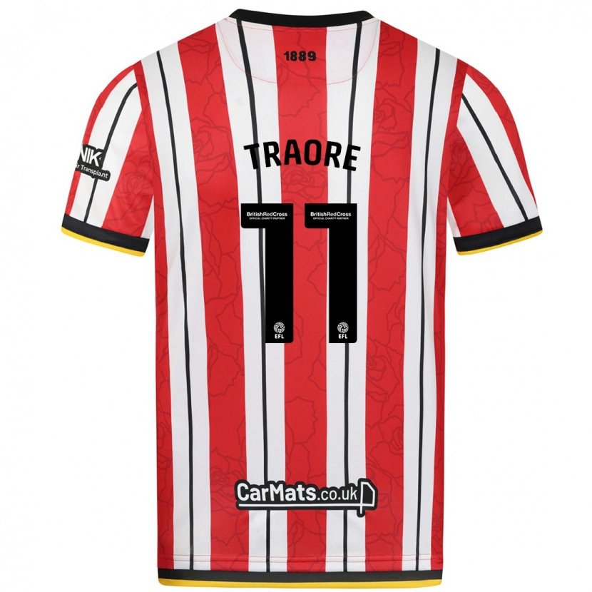 Danxen Dame Bénie Traoré #11 Røde Hvite Striper Hjemmetrøye Drakt Trøye 2024/25 Skjorter T-Skjorte