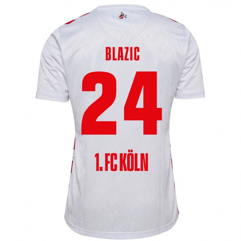 Danxen Dame Alessandro Blazic #24 Hvit Rød Hjemmetrøye Drakt Trøye 2024/25 Skjorter T-Skjorte