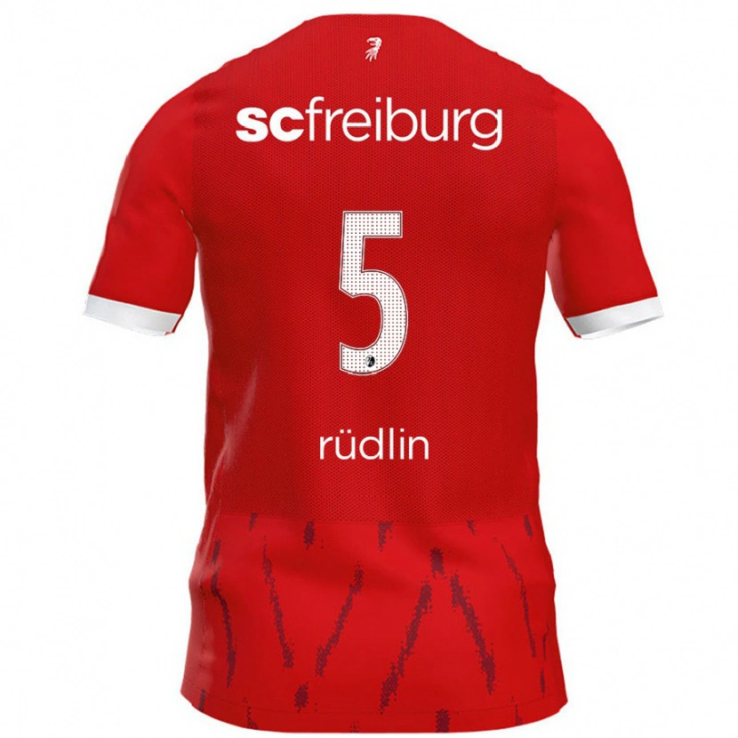 Danxen Dame Fabian Rüdlin #5 Rød Hjemmetrøye Drakt Trøye 2024/25 Skjorter T-Skjorte