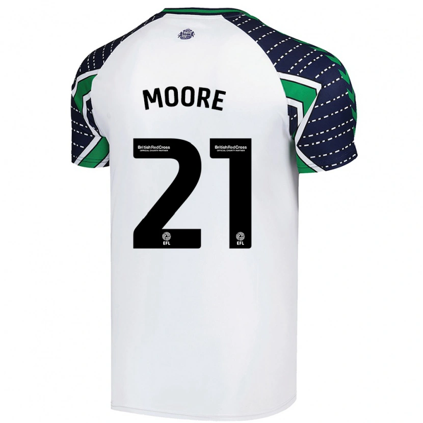 Danxen Dame Simon Moore #21 Hvit Bortetrøye Drakt Trøye 2024/25 Skjorter T-Skjorte