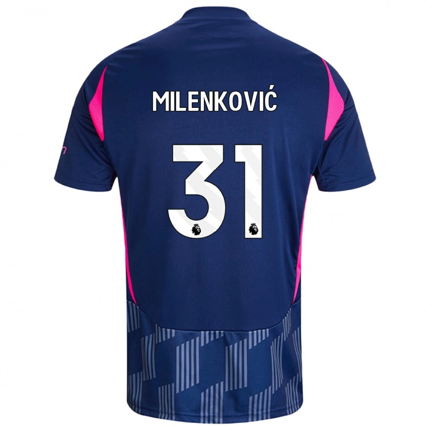 Danxen Dame Nikola Milenković #31 Kongeblå Rosa Bortetrøye Drakt Trøye 2024/25 Skjorter T-Skjorte