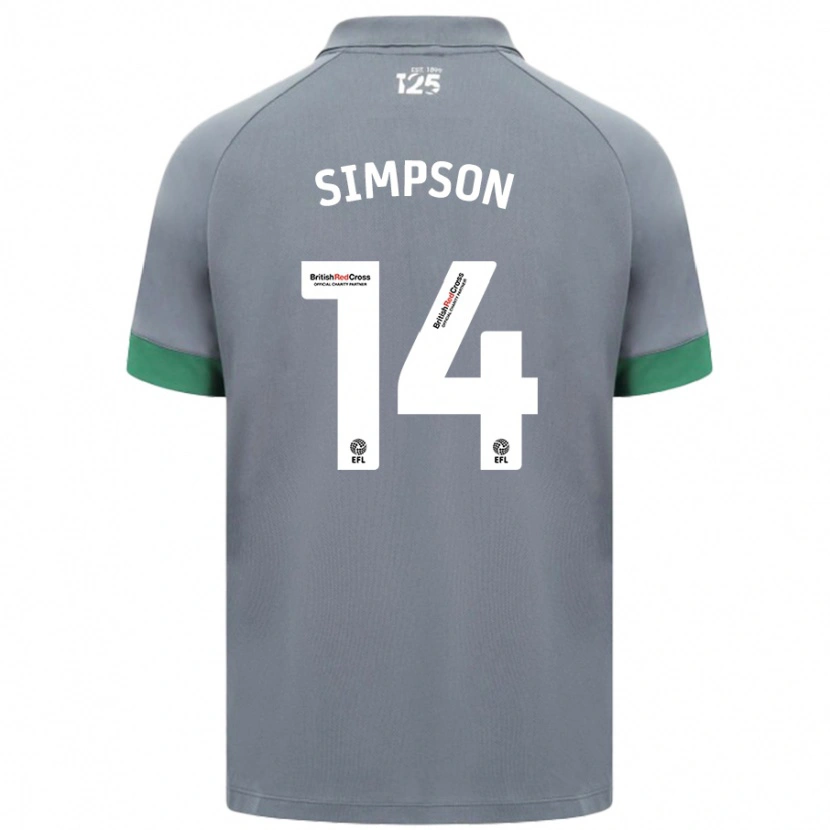 Danxen Dame Jasmine Simpson #14 Mørkegrå Bortetrøye Drakt Trøye 2024/25 Skjorter T-Skjorte
