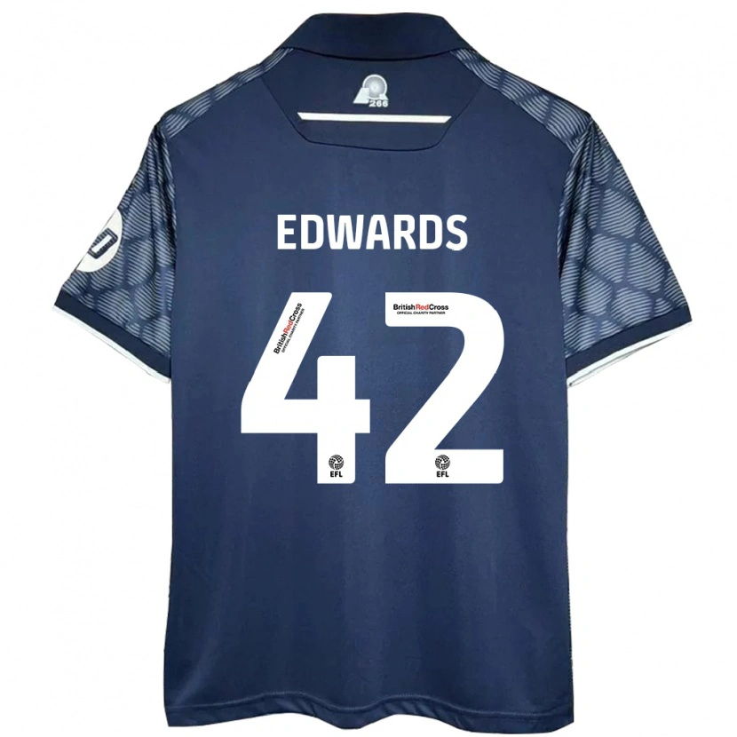 Danxen Dame Callum Edwards #42 Svart Bortetrøye Drakt Trøye 2024/25 Skjorter T-Skjorte
