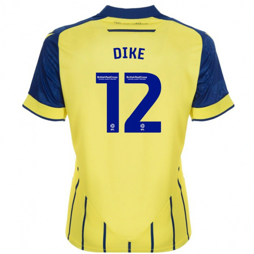 Danxen Dame Daryl Dike #12 Gul Blå Bortetrøye Drakt Trøye 2024/25 Skjorter T-Skjorte