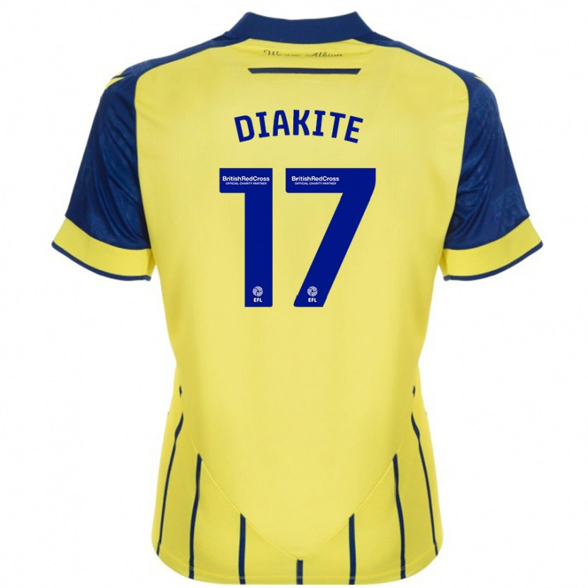 Danxen Dame Ousmane Diakité #17 Gul Blå Bortetrøye Drakt Trøye 2024/25 Skjorter T-Skjorte