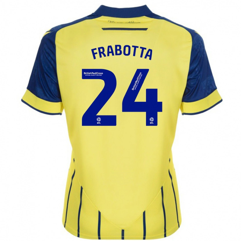 Danxen Dame Gianluca Frabotta #24 Gul Blå Bortetrøye Drakt Trøye 2024/25 Skjorter T-Skjorte