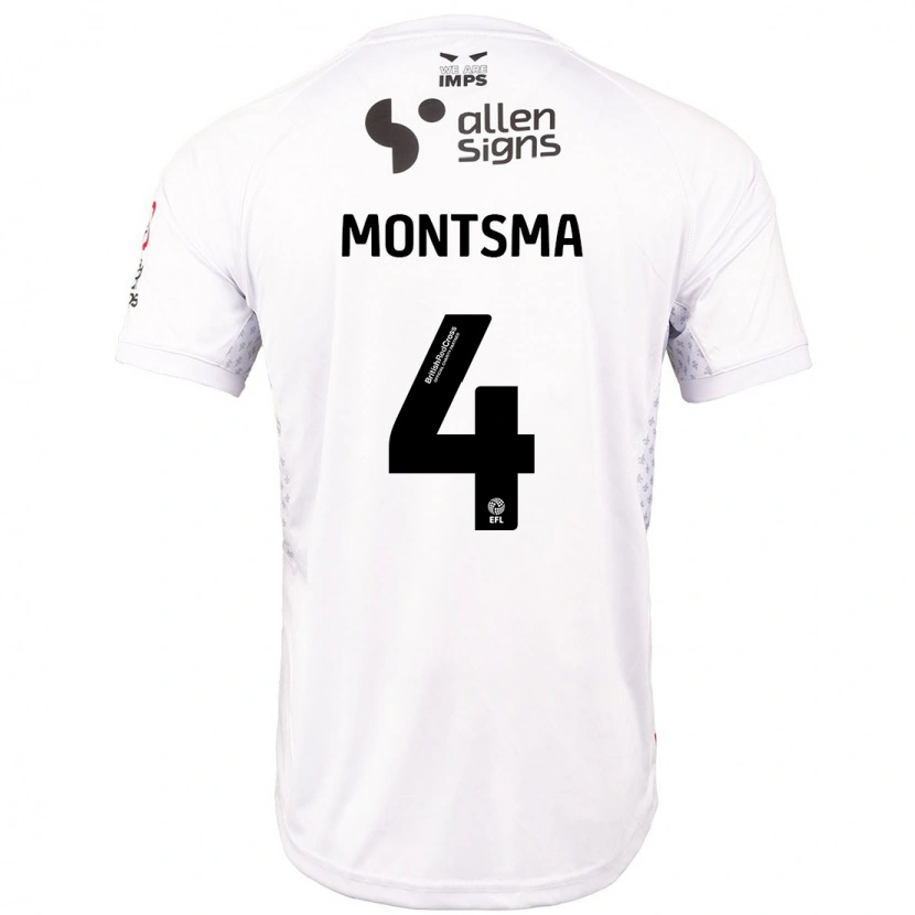 Danxen Dame Lewis Montsma #4 Rød Hvit Bortetrøye Drakt Trøye 2024/25 Skjorter T-Skjorte