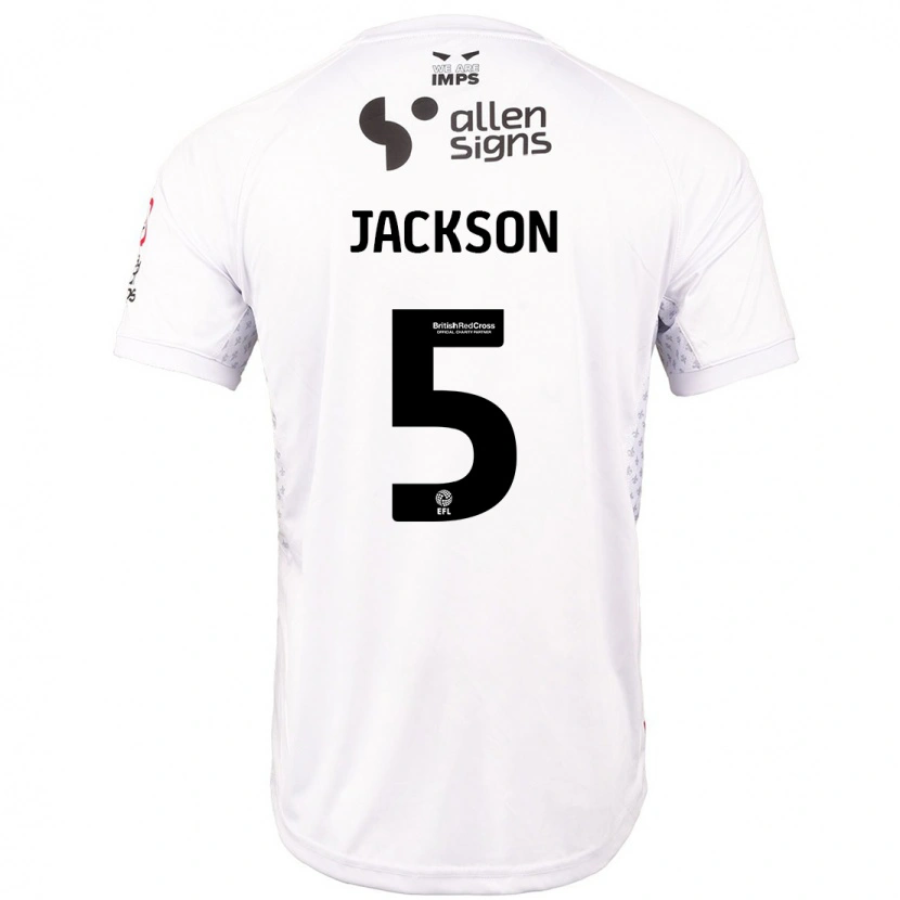 Danxen Dame Adam Jackson #5 Rød Hvit Bortetrøye Drakt Trøye 2024/25 Skjorter T-Skjorte