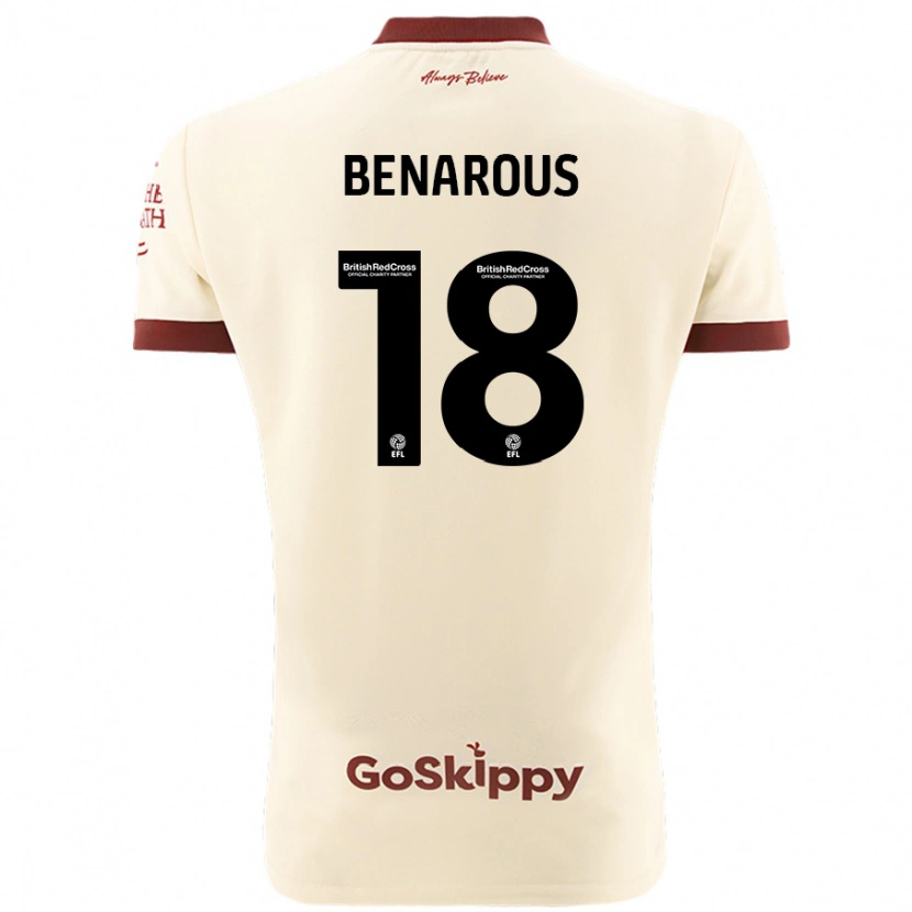 Danxen Dame Ayman Benarous #18 Kremhvit Bortetrøye Drakt Trøye 2024/25 Skjorter T-Skjorte