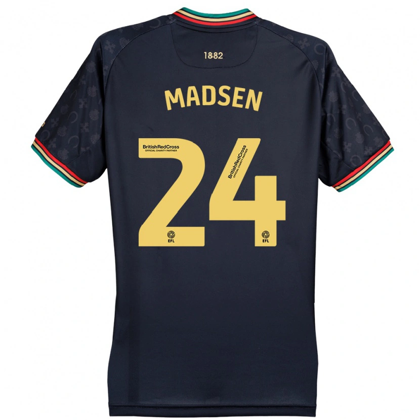 Danxen Dame Nicolas Madsen #24 Mørk Marineblå Bortetrøye Drakt Trøye 2024/25 Skjorter T-Skjorte