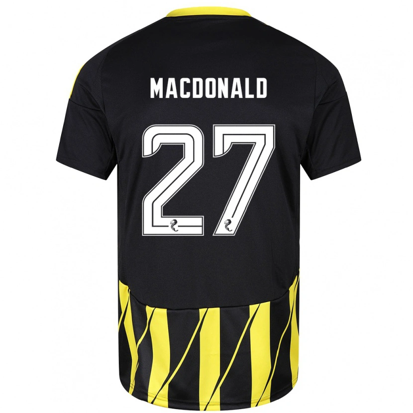 Danxen Dame Angus Macdonald #27 Svart Gul Bortetrøye Drakt Trøye 2024/25 Skjorter T-Skjorte