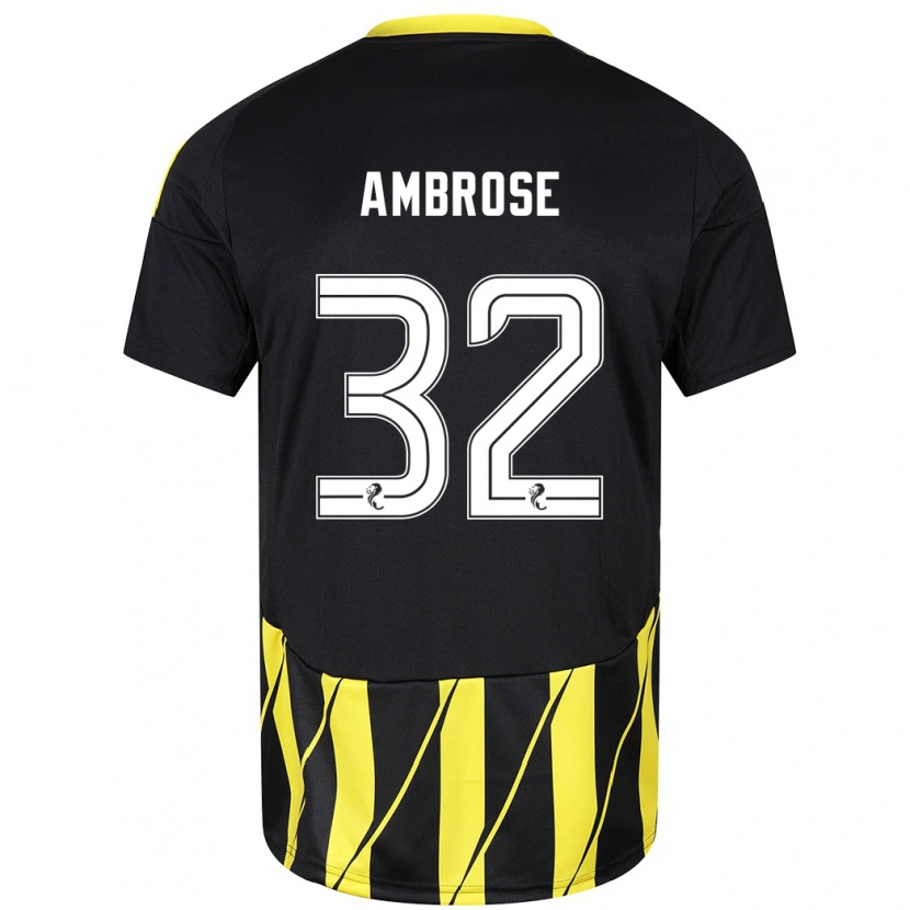 Danxen Dame Peter Ambrose #32 Svart Gul Bortetrøye Drakt Trøye 2024/25 Skjorter T-Skjorte