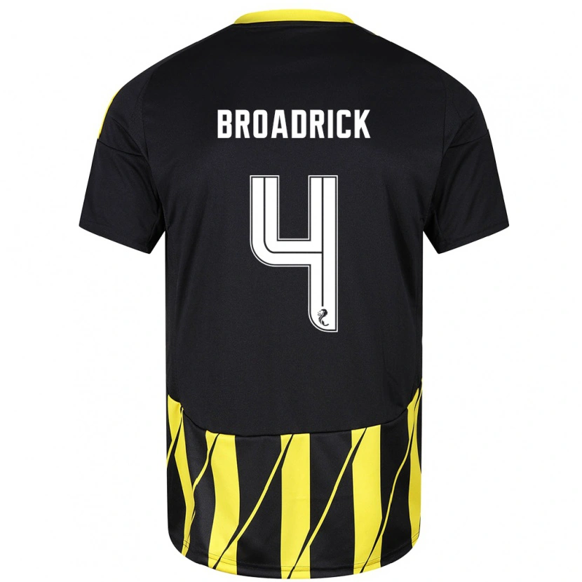 Danxen Dame Jessica Broadrick #4 Svart Gul Bortetrøye Drakt Trøye 2024/25 Skjorter T-Skjorte